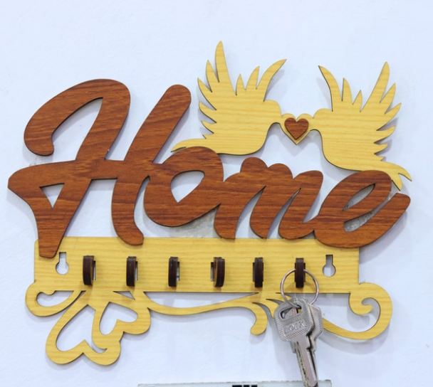 Buy Laser Cut Wooden Home Key Holder Wall Mounted Key Organizer | Decor We 