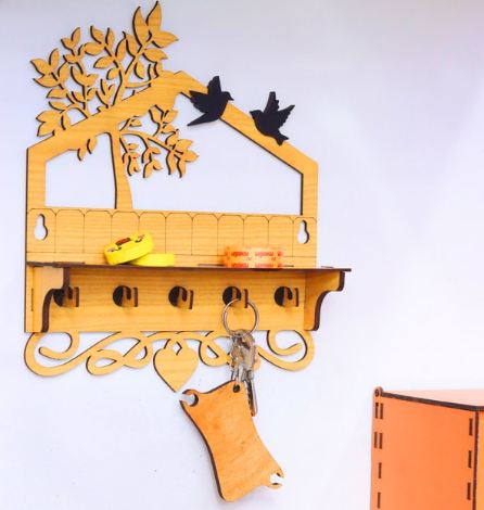 Buy Laser Cut Wooden Wall Mounted Key Holder With Birds Key Holder | Decor We 