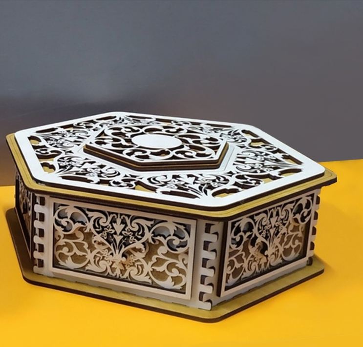 Buy Laser Cut Hexagonal Gift Box Wooden | Decor We 