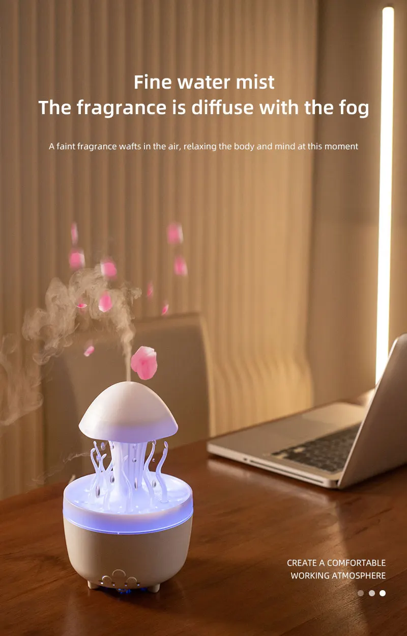 Rotate Raindrop Aromatherapy Machine Simulated Seagrass Air Humidifier Remote Control 15