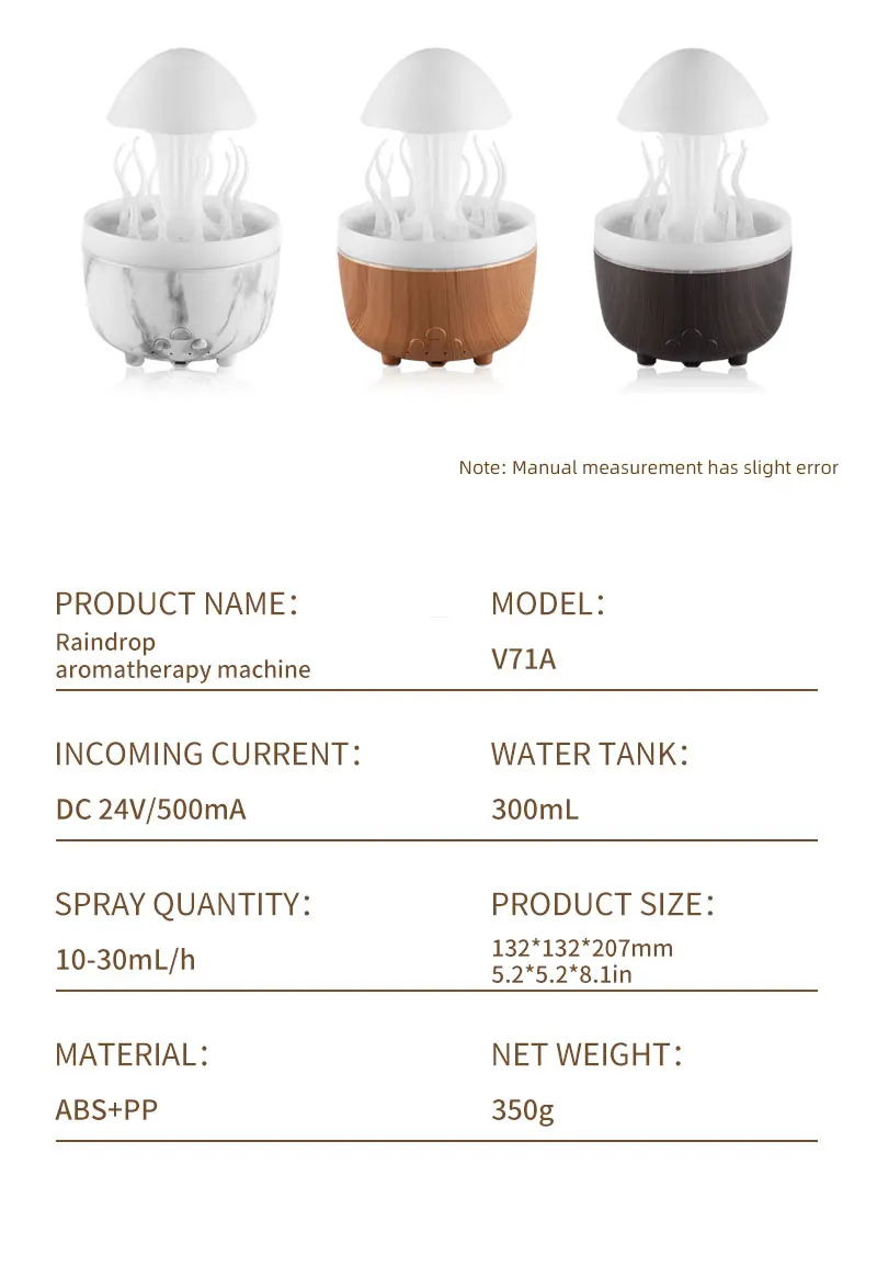 Rotate Raindrop Aromatherapy Machine Simulated Seagrass Air Humidifier Remote Control 22