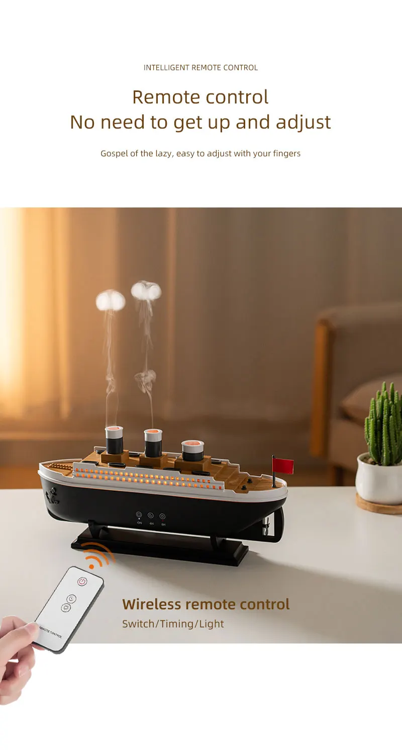 Ship Model Decoration Air Humidifier 250ml Essential Oil Diffuser Jellyfish Smoke Ring Spray Aroma Diffuser For Home 14