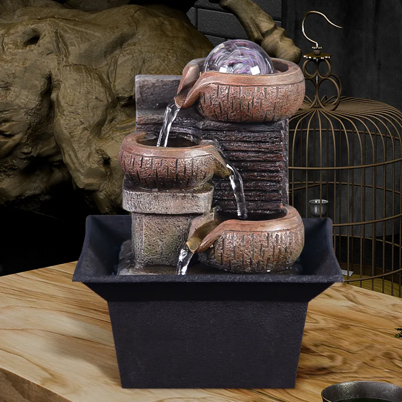 Gifts Desktop Water Fountain Portable Tabletop Waterfall Kit Soothing Relaxation Zen Meditation Lucky Fengshui Home Decorations 5