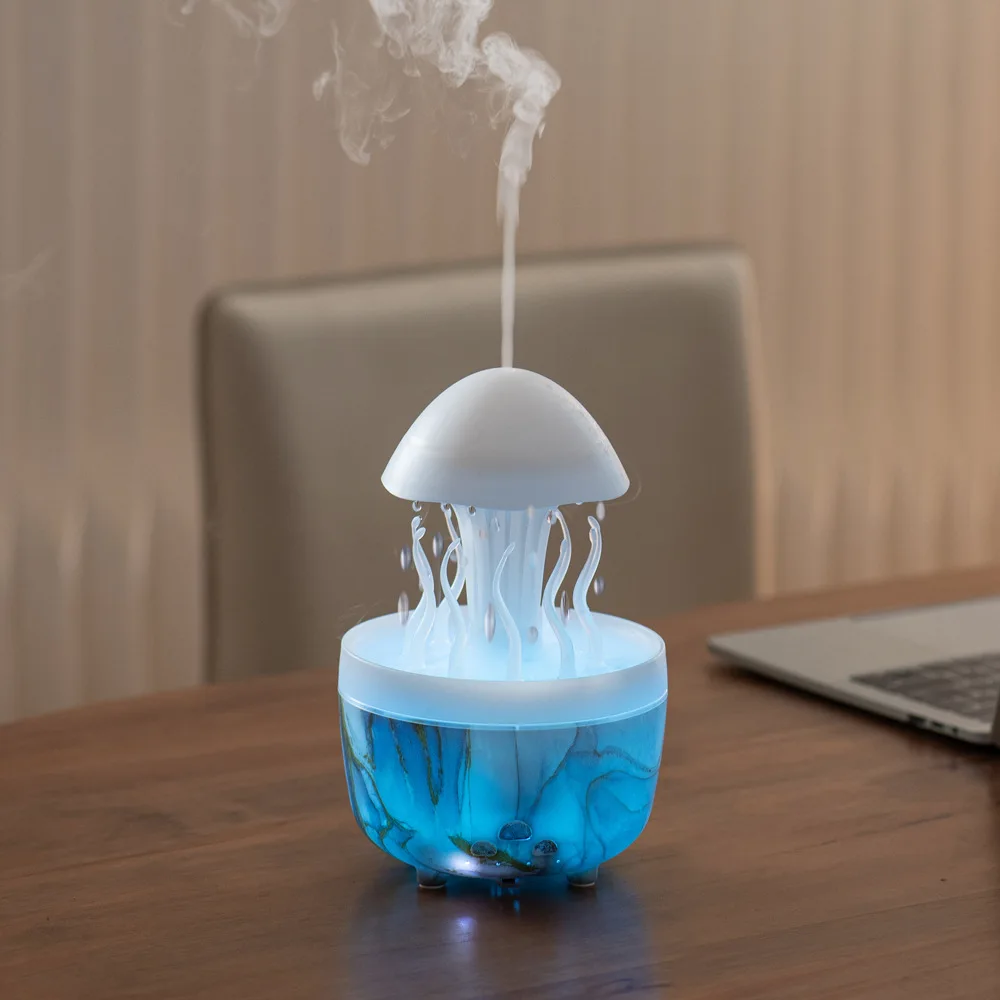 Rotate Raindrop Aromatherapy Machine Simulated Seagrass Air Humidifier Remote Control 6