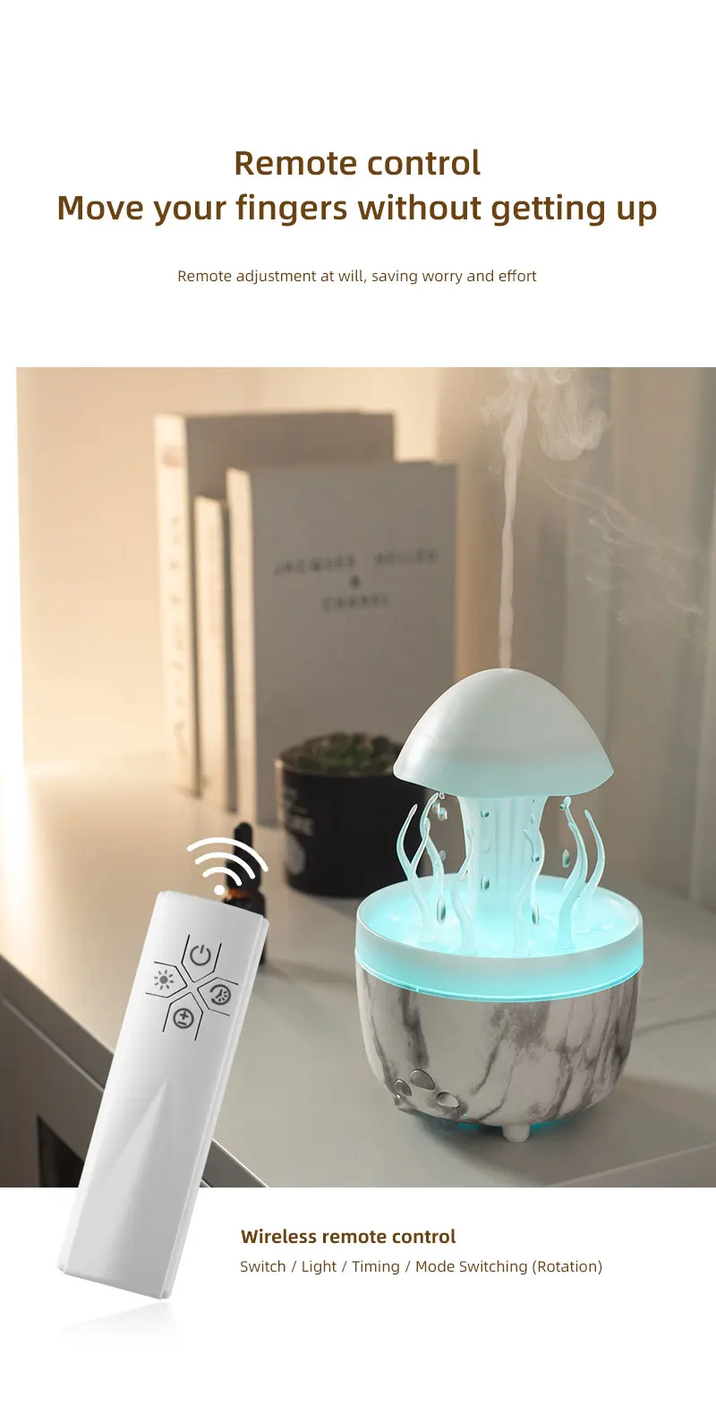 Rotate Raindrop Aromatherapy Machine Simulated Seagrass Air Humidifier Remote Control 16
