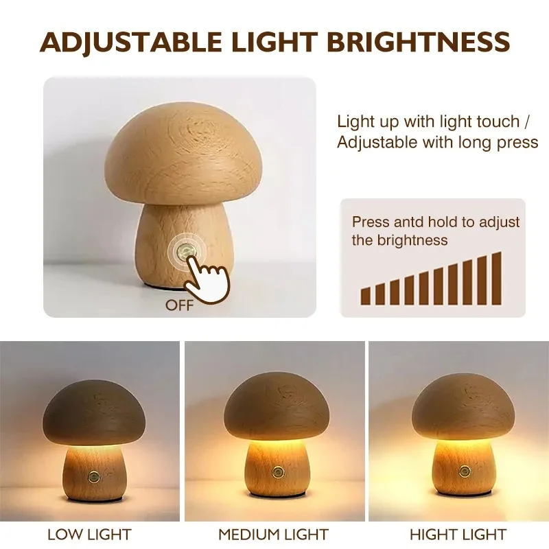 Rechargeable Mushroom Table Lamp 12