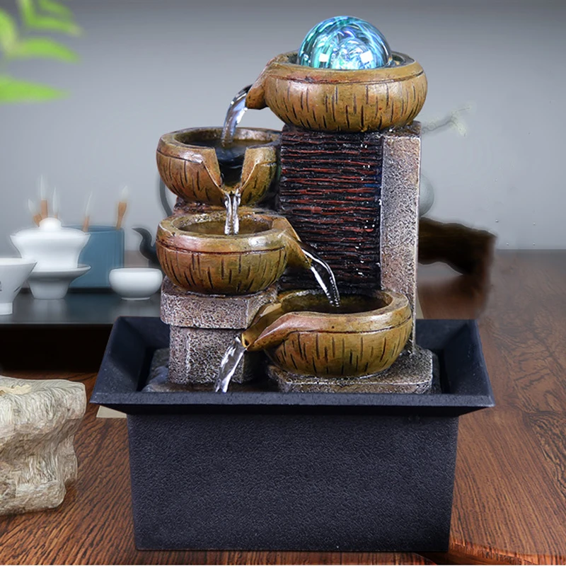 Gifts Desktop Water Fountain Portable Tabletop Waterfall Kit Soothing Relaxation Zen Meditation Lucky Fengshui Home Decorations 1