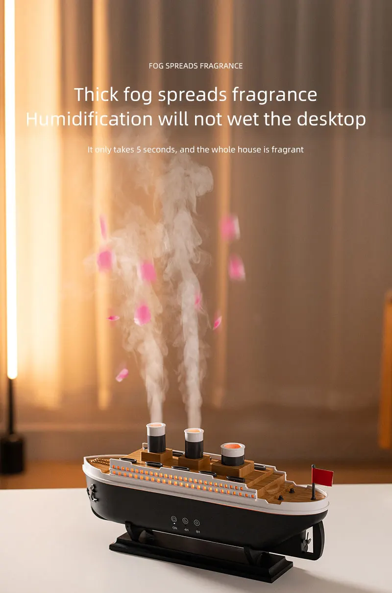 Ship Model Decoration Air Humidifier 250ml Essential Oil Diffuser Jellyfish Smoke Ring Spray Aroma Diffuser For Home 17